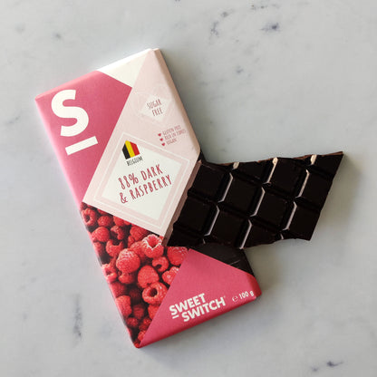 88% Pure chocolade met frambozen 100 g