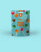 Packaging of Sweet Switch lollipops on a light blue background sugar free