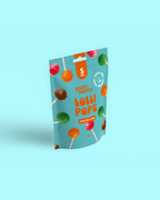 Packaging of Sweet Switch lollipops on a light blue background sugar free