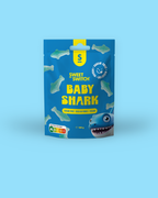 Sweet Switch Baby Shark candy package on a blue background sugar free