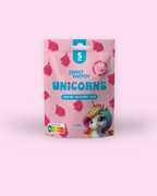 Pink package of Sweet Switch Unicorns on a pink background sugar free