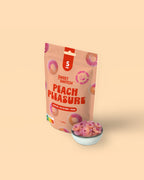 Sweet Switch Peach Pleasure gummy packaging with a bowl of gummies on a beige background sugar free