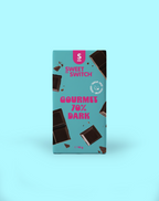 Sweet Switch gourmet 70% dark chocolate bar packaging on a light blue background sugar free