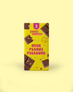 Chocolate bar packaging with 'Sweet Switch' branding on a yellow background sugar free